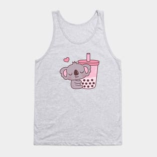 Cute Koala Bear Loves Boba Tea Tank Top